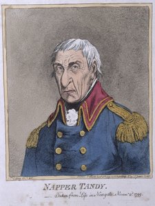 Napper Tandy (1740-1803) vydaný Hannah Humphrey v roce 1799 (ručně kolorovaný lept)