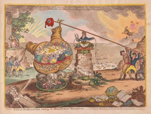 Političtí matematici Shaking the Boards bottomed Hemispheres, pub. 1807 (ručně kolorovaná rytina)