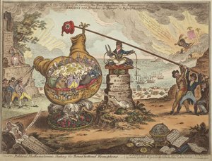 Politickí matematici, kteří otřásají polokoulemi se širokým dnem od James Gillray