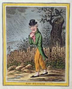 Raw Weather, vydané Hannah Humphrey v roce 1808 (ručně kolorovaný lept)