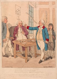 Sampson překonán Filištínem, hospoda. 1782 (ručně kolorovaná rytina)