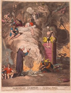 Shakespeare obětovaný aneb Obětování lakomství, hospoda. 1789 (ručně kolorovaná rytina)