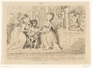 Karikatura anglické domácí politiky, 1788 Harry Jenkins, The Masculine & Feminine Bellow Mender od James Gillray