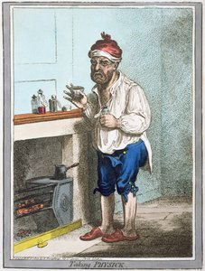 Taking Physick, vydala Hannah Humphrey v roce 1800 (ručně kolorovaný lept)