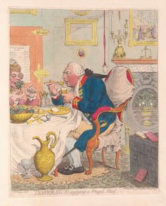 Temeprance si užívá Frugal Meal, hospoda. 1792 (ručně kolorovaná rytina) od James Gillray