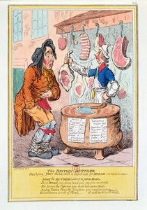 "Britský řezník dodává Johnu Bullovi náhražku chleba", 1795