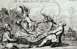 Nizozemské divize, publikoval S. W. Fores v roce 1787 (lept) od James Gillray