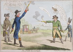 The Explanation, vydané Hannah Humphrey v roce 1798 (ručně kolorovaný lept)
