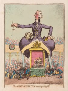 Giant Factotum se baví, hospoda. 1797 (ručně kolorovaná rytina)