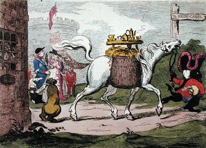 The Legacy, vydal W. Holland v roce 1786 (ručně kolorovaný lept) od James Gillray