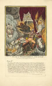 The Life of William Cobbett, sám napsaný, vydal Hannah Humphrey, 1809 (ručně kolorovaná rytina) od James Gillray