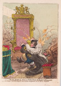 The New Speaker, (tj. Law-Chick) mezi Hawks a Káně, hospoda. 1800 (ručně kolorovaná rytina)