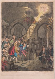 Sloup ústavy, hospoda. 1835 (ručně kolorovaná rytina)