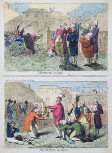 Princ v trávě a Princ v jeteli nakladatelství S.W. Fores v roce 1787 (ručně kolorovaný lept) od James Gillray