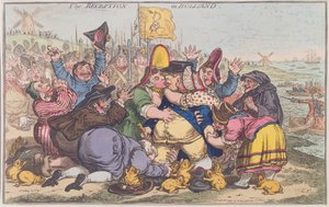 Přijetí v Holandsku, vydala Hannah Humphrey v roce 1799 (ručně kolorovaný lept)