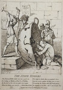The State Tinkers, kterou vydal William Humphrey v roce 1780 od James Gillray
