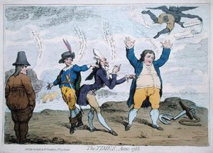 The Times, Anno 1783, vydal William Humphrey (ručně kolorovaný lept) od James Gillray