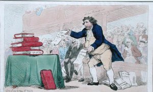 The Word Eater, nakladatelství S.W. Fores v roce 1788 (ručně kolorovaný lept) od James Gillray