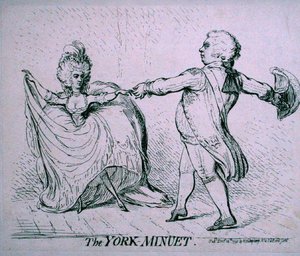York Menuet, publikoval Hannah Humphrey v roce 1791 (lept) od James Gillray