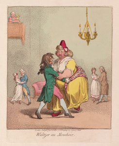 Waltzer au Mouchoir, hospoda. 1800 (ručně kolorovaná rytina)
