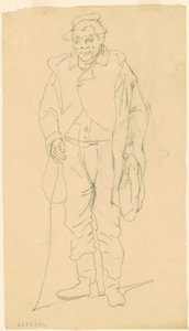 Afroamerická postava, asi 1840-1850 (grafit) od James Goodwin Clonney