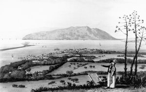 Kingston a Port Royal, z „Malebné prohlídky ostrova Jamajka“, vyryl Thomas Sutherland (litografie)