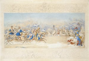 The Joust (tužka, wc a tělová barva na papíře) od James Henry Nixon