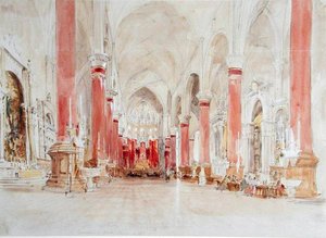 Interiér kostela San Giovanni e Paolo, Benátky (wc přes grafit na papíře) od James Holland
