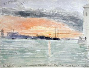 The Zattere, Sunset (wc přes grafit na papíře) od James Holland