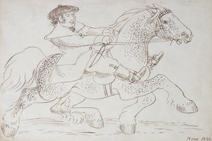 A Horse Dealer Puts A Young Clydesdale Through its Paces, 1830 (sépiový inkoust na papíře)