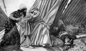 Jael ukazuje Barakovi mrtvého Siseru - Bible
