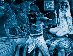 Samson si láme provazy od J James Tissot - Bible od James Jacques Joseph (after) Tissot