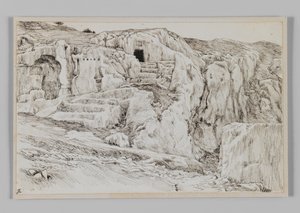 Starověké hrobky, Údolí Hinnom, ilustrace ze Života našeho Pána Ježíše Krista od James Jacques Joseph Tissot
