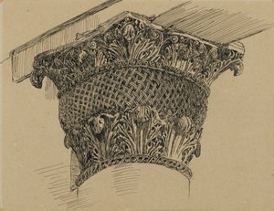 Hlavní město z mešity El-Aksa, ilustrace ze Života našeho Pána Ježíše Krista, 1886-94 (pero a inkoust na papíře připevněné na desce) od James Jacques Joseph Tissot