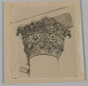Hlavní město z mešity El-Aksa, ilustrace ze Života našeho Pána Ježíše Krista (inkoust na papíře) od James Jacques Joseph Tissot