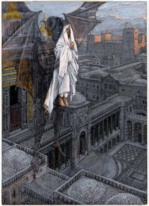 Christ Borne Up to a Pinnacle of the Temple, ilustrace pro The Life of Christ, c.1884-96 (wc & kvaš na kartonu) od James Jacques Joseph Tissot