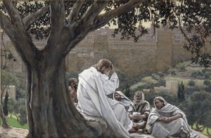 Christ Forelling the Destruction of the Temple, ilustrace pro The Life of Christ, c.1886-94 (wc & kvaš na kartonu) od James Jacques Joseph Tissot