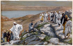 Kristus posílá sedmdesát učedníků, dva po dvou, ilustrace pro Život Krista, kolem 1884-96 (wc a kvaš na kartonu) od James Jacques Joseph Tissot