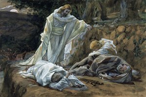 Can You Not Watch with Me One Hour?, ilustrace pro The Life of Christ, c.1886-94 (wc & kvaš na kartonu) od James Jacques Joseph Tissot