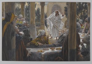 Kletby proti farizeům, ilustrace ze Života našeho Pána Ježíše Krista, 1886-96 (wc přes grafit na papíře) od James Jacques Joseph Tissot