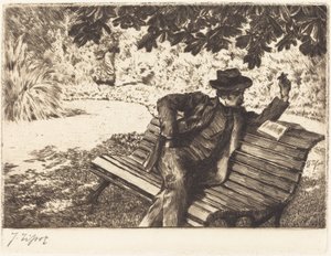 Denoisel čte v zahradě od James Jacques Joseph Tissot