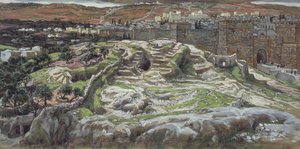 Golgota a Boží hrob v době našich pánů, ilustrace pro Život Kristův, cca 1886-94 (wc a kvaš na kartonu) od James Jacques Joseph Tissot