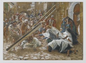 Ježíš se setkává se svou matkou, ilustrace ze Života našeho Pána Ježíše Krista, 1886-94 (wc přes grafit na papíře) od James Jacques Joseph Tissot