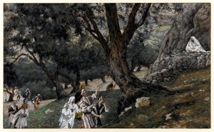 Ježíš vyšel do pouště, ilustrace pro Život Krista, kolem 1884-96 (wc a kvaš na kartonu) od James Jacques Joseph Tissot