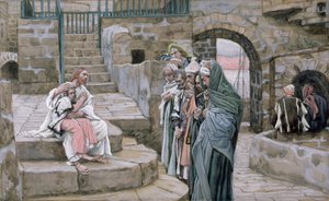 Ježíš a malé dítě, ilustrace pro Život Krista, cca 1886-94 (wc a kvaš na kartonu) od James Jacques Joseph Tissot