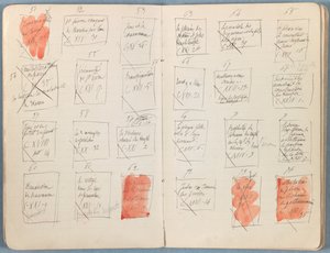 Stránky z alba Sketches for The Life of Our Lord Jesus Christ, pozdní 80. léta 19. století (grafit a praní na papíře) od James Jacques Joseph Tissot