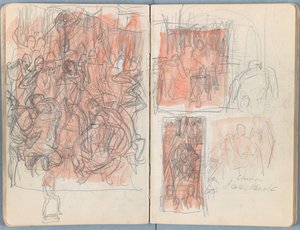 Stránky z alba Náčrtky k Životu Pána Ježíše Krista, konec 80. let 19. století (grafit a wash na papíře) od James Jacques Joseph Tissot