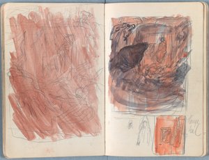 Stránky z alba Náčrtky k Životu Pána Ježíše Krista, konec 80. let 19. století (grafit a wash na papíře) od James Jacques Joseph Tissot