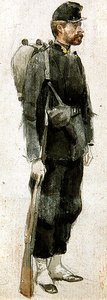 Voják s puškou „v pohodě“ (akvarel na papíře) od James Jacques Joseph Tissot