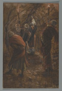 Propast ve skále v jeskyni pod Kalvárií, ilustrace ze Života našeho Pána Ježíše Krista, 1886-94 (wc přes grafit na papíře) od James Jacques Joseph Tissot
